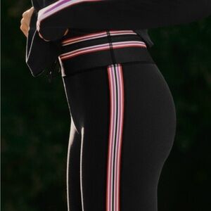 Beautiful Johnny Was Black drawstring Leggings with Pink, Red and White Stripes!